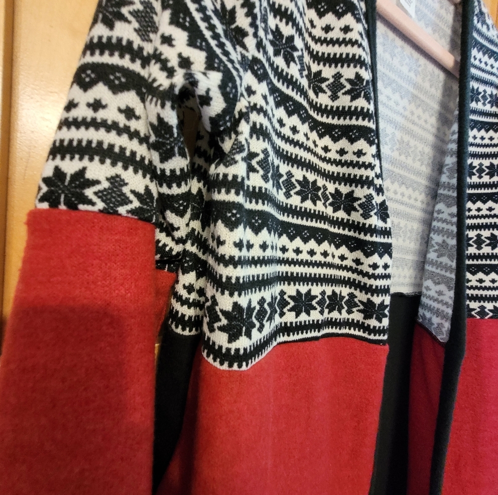 Nordic Fair Isle Open Front Sweater Cardigan - Picture 8 of 13